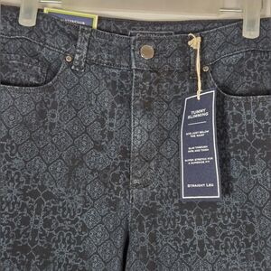 NWT Charter Club Pattern Denim Blue Jeans Lexington Straight Leg Women's 8  $60